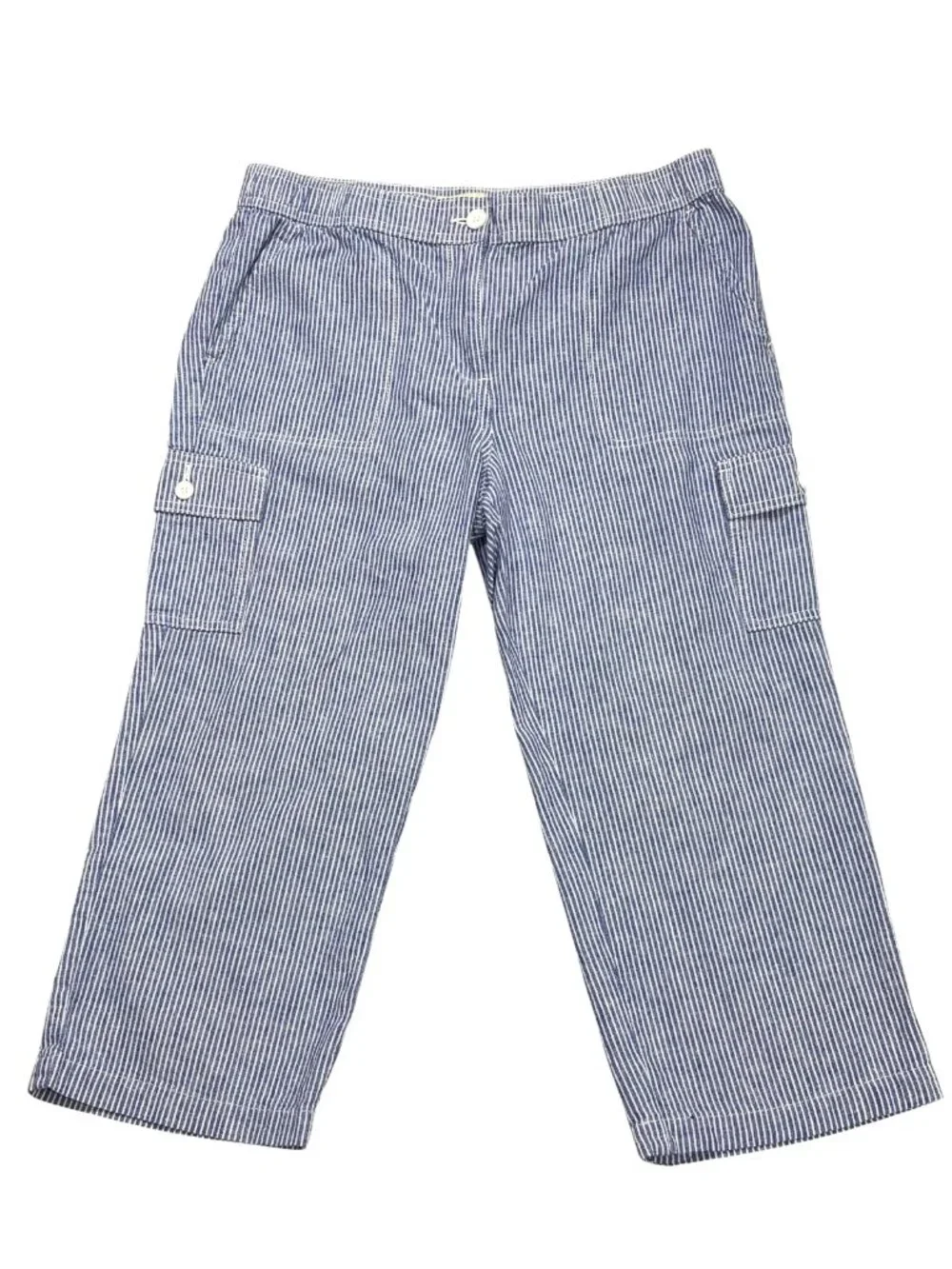 Talbots Blue White Railroad‎ Striped Cargo Crop Pants